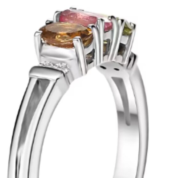 Multi-Tourmaline and White Zircon Trilogy Ring and Pendant - Picture 3 of 4